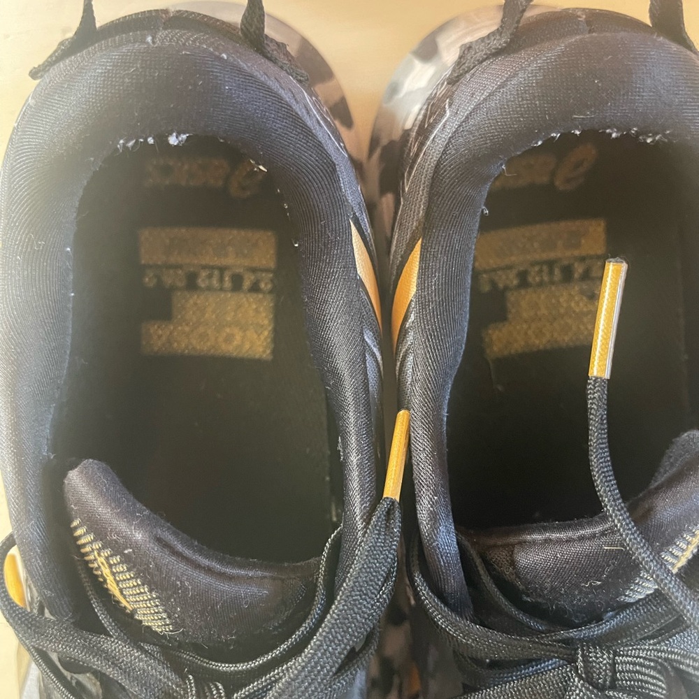 ASICS womans Black and Gold Sneakers - Picture 3 of 6
